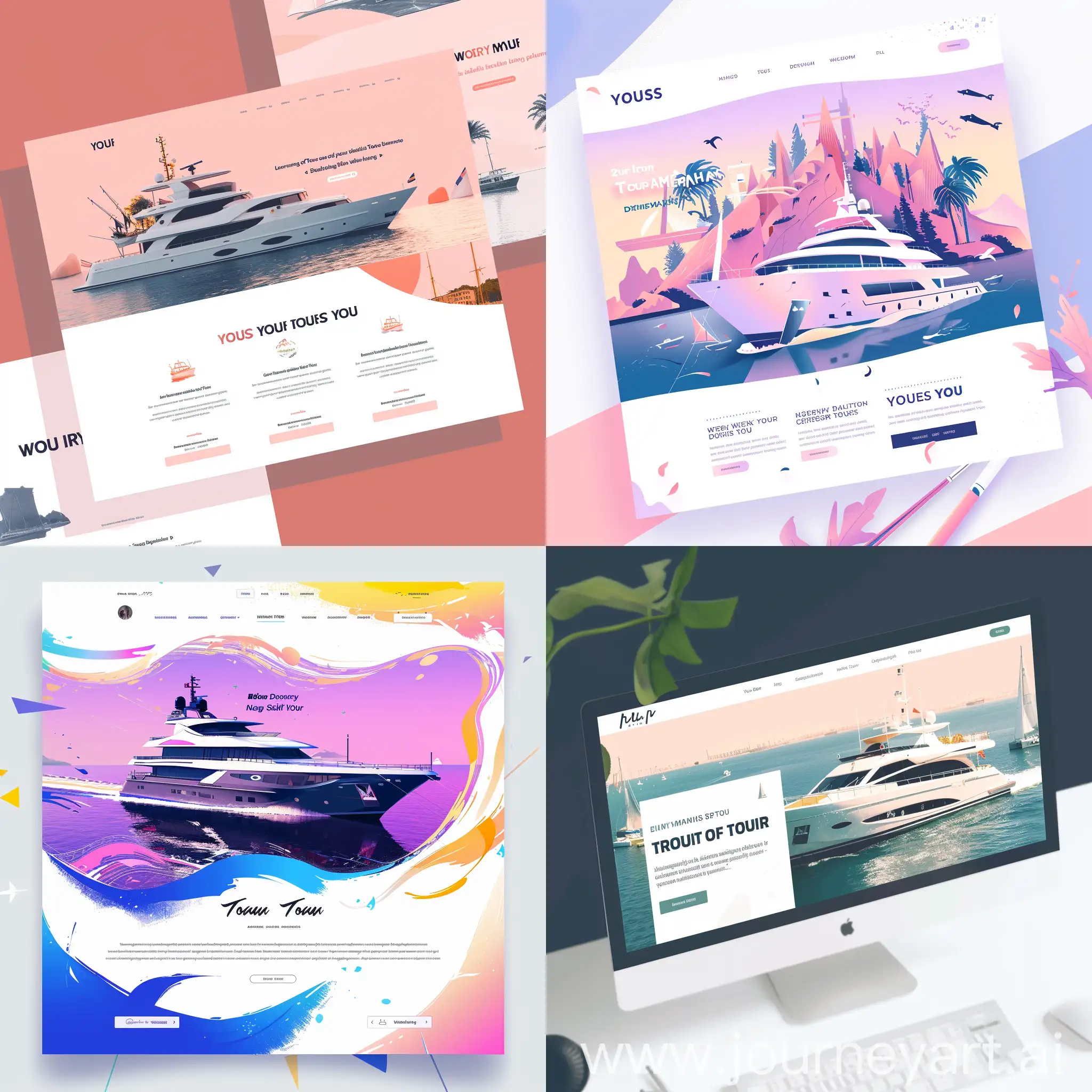 You - high skill specialist in web development and in a modern web design.
paint for me a modern designed landing page for a yacht tour firm with using 2D animations