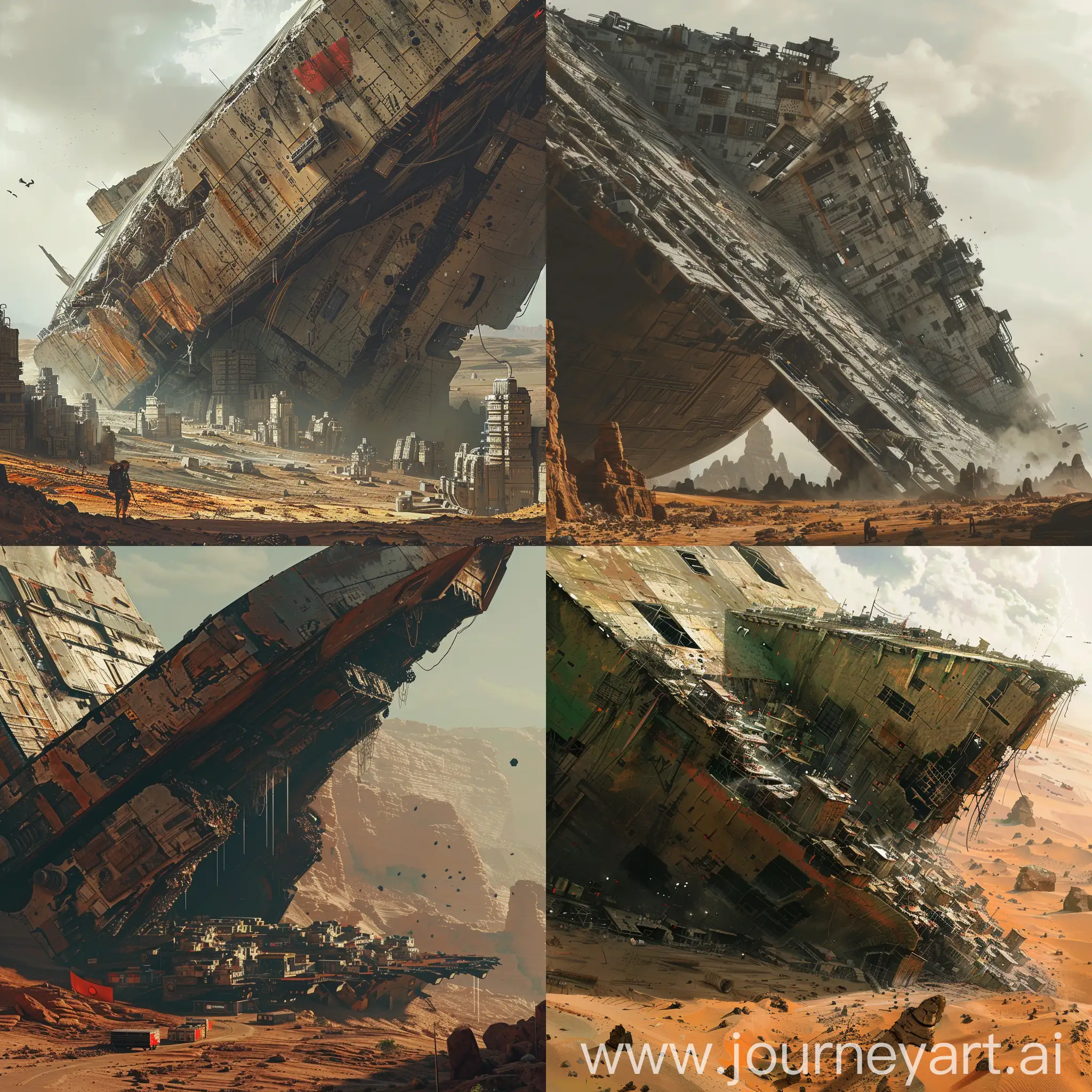PostApocalyptic-Cityscape-Abandoned-Spaceship-Wasteland