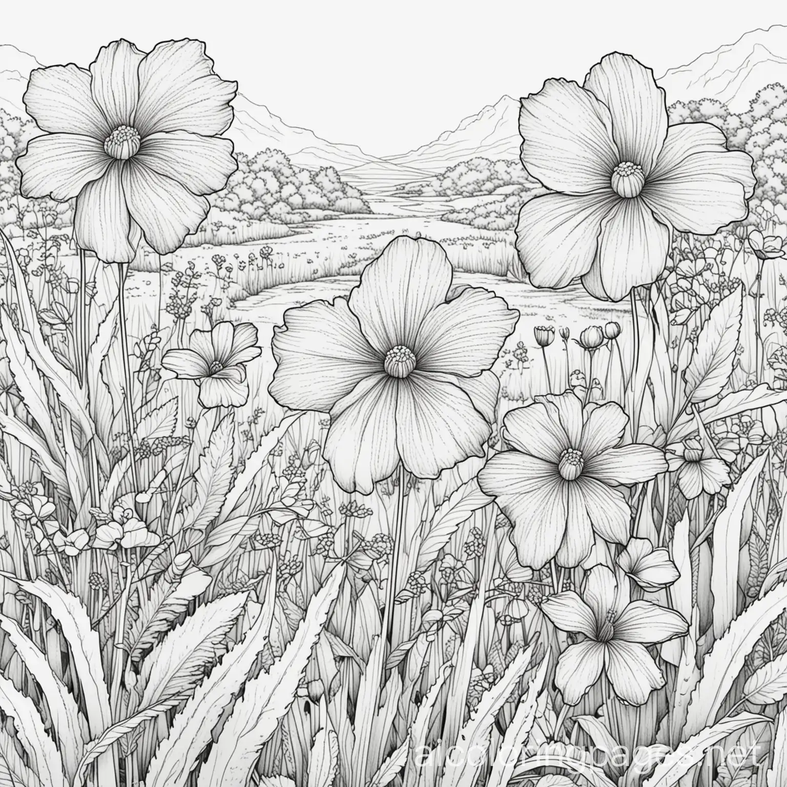 violet  flower

in feild

, black and white, fine lines, no shading, no colour, Coloring Page, black and white, line art, white background, Simplicity, Ample White Space. The background of the coloring page is plain white to make it easy for young children to color within the lines. The outlines of all the subjects are easy to distinguish, making it simple for kids to color without too much difficulty