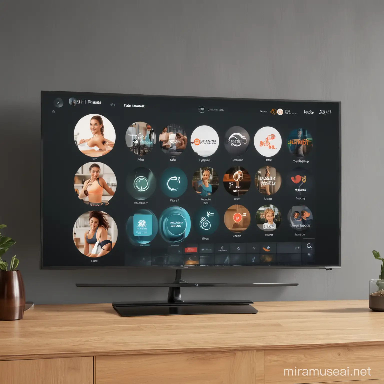 Fitness Training Circles Displayed on Smart TV Sidebar