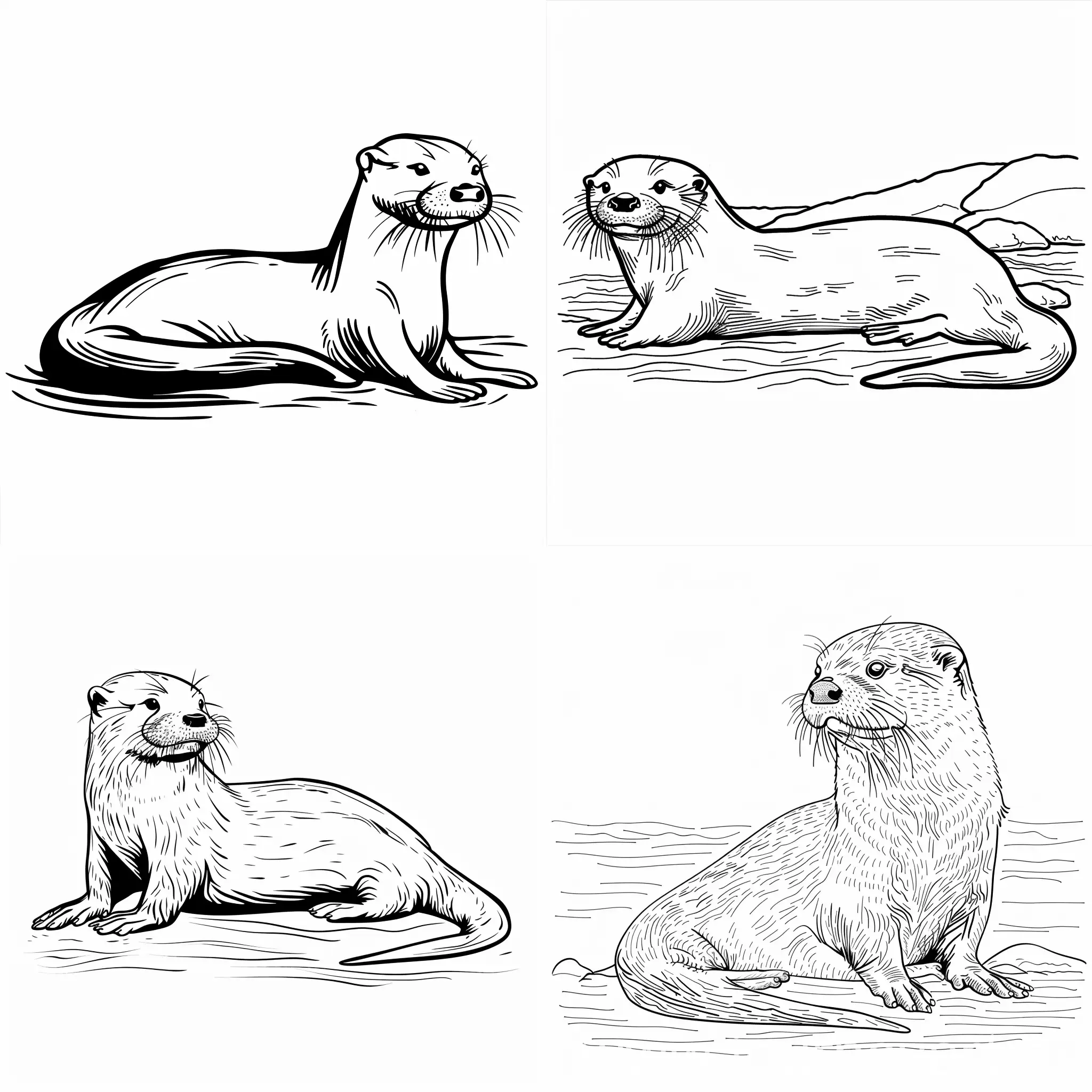 Bold-River-Otter-Coloring-Page-for-Kids-on-White-Background