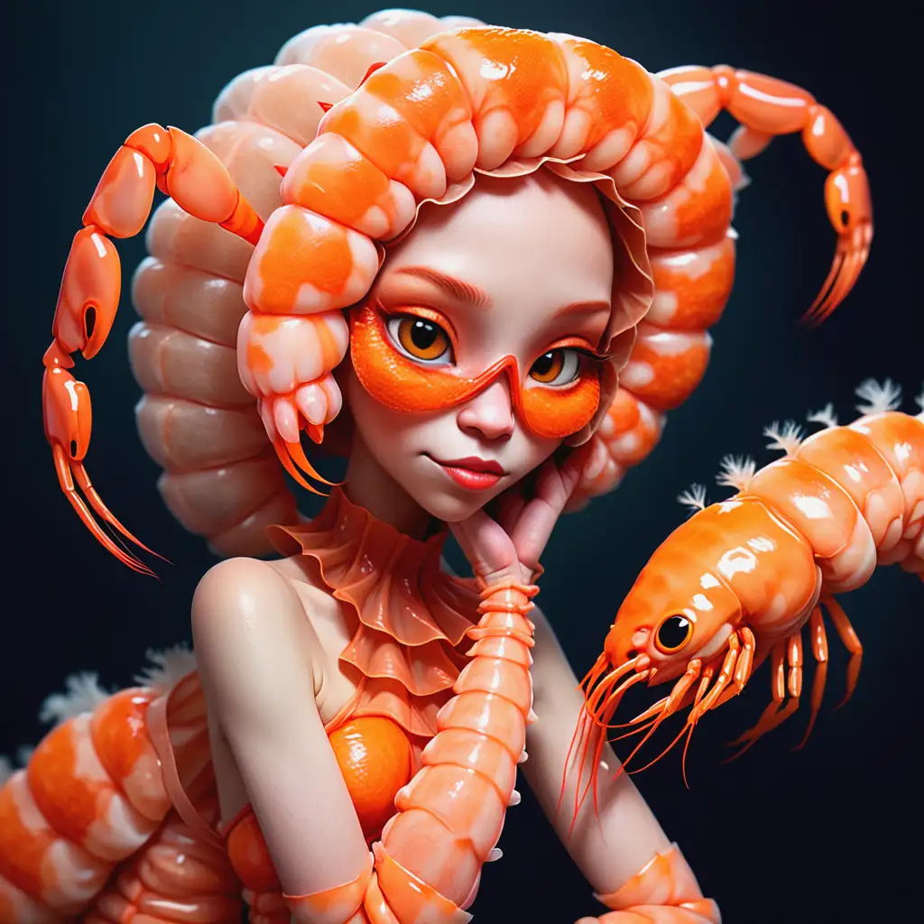 Anthropomorphic-Shrimp-Girl-with-Orange-Chitinous-Skin