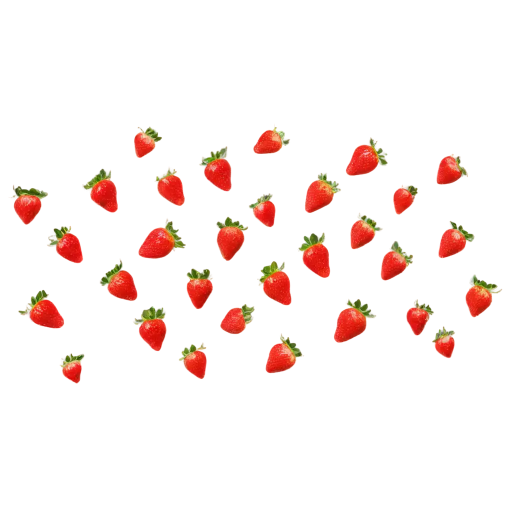 strawberries are scattered in the air