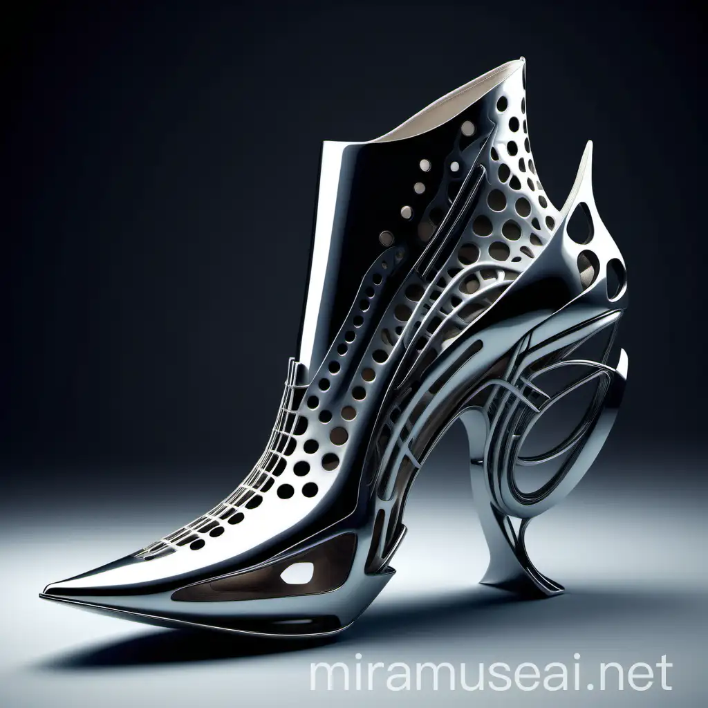 Avantgarde and futuristic Shoe design inspired by the form of an iron