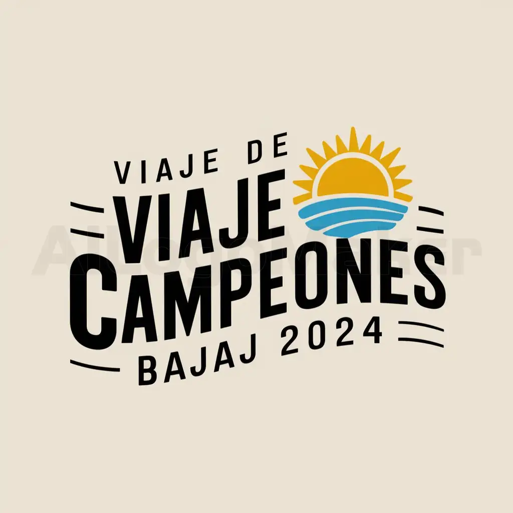 a logo design,with the text "Viaje de Campeones Bajaj 2024", main symbol:playa,Moderate,be used in Travel industry,clear background