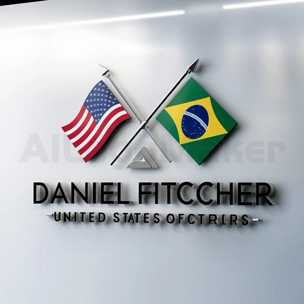 LOGO-Design-For-Daniel-Fitccher-Flags-of-the-United-States-and-World-with-Arrow-Pointing-to-Brazil