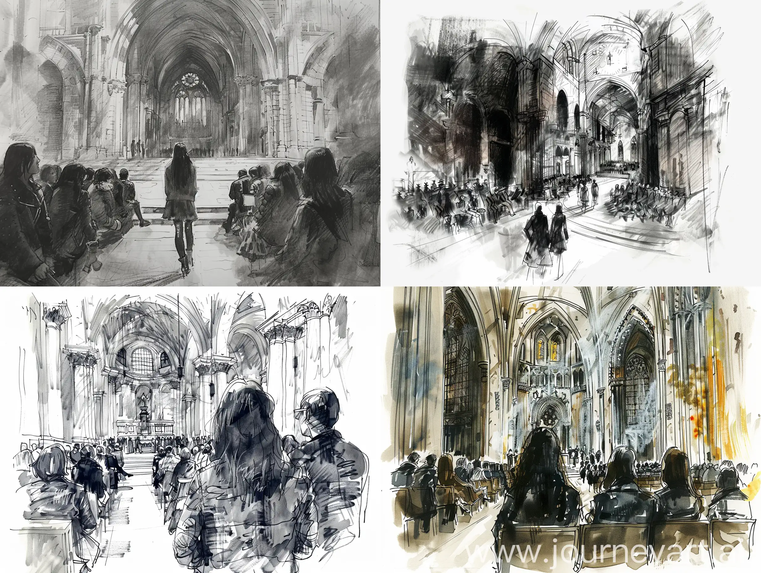 Chinese-Bloggers-Sketching-Leather-Fashion-Show-in-Cathedral