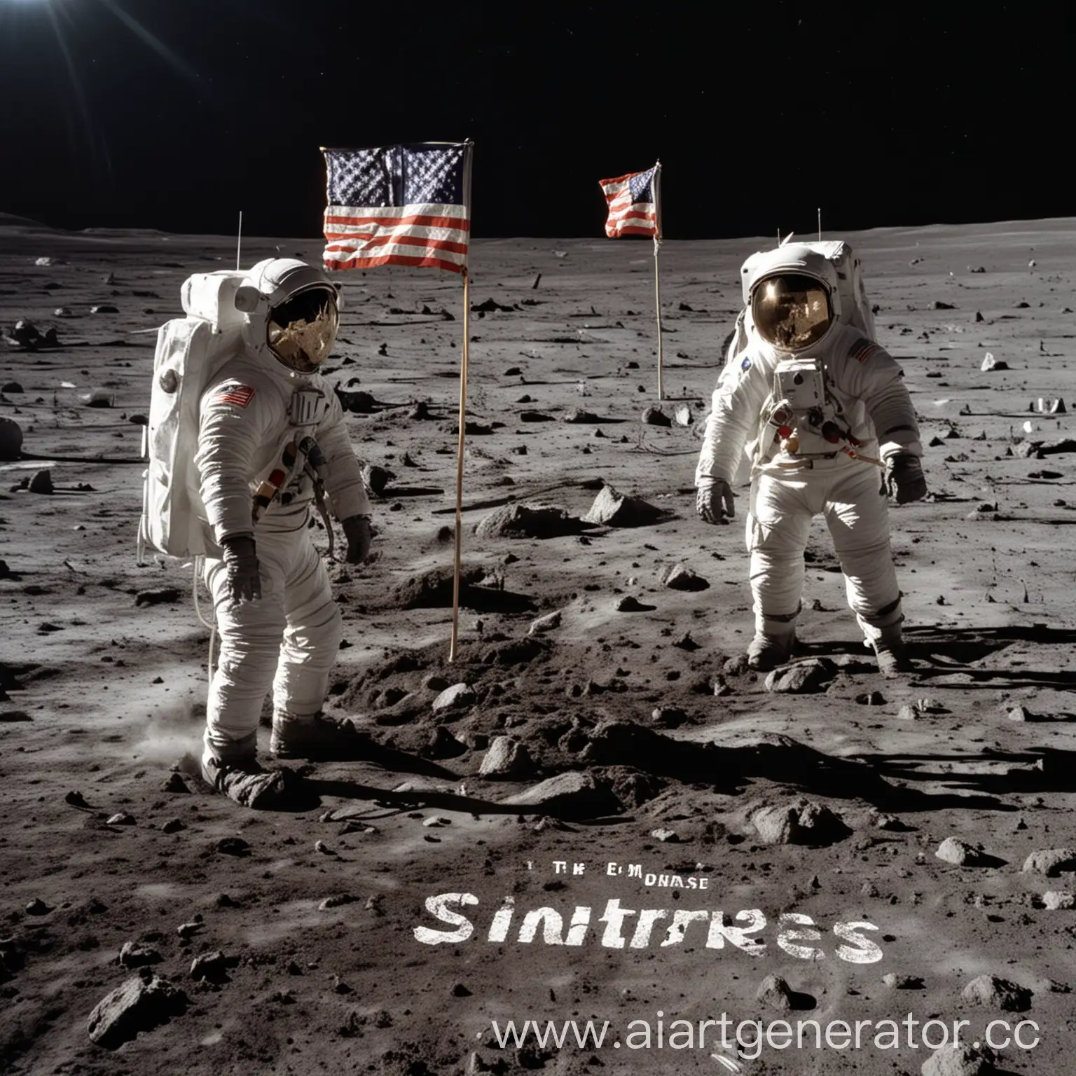 Astronauts-on-Lunar-Surface-Planting-Seintres-Flag