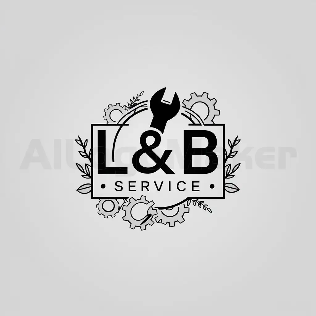 a logo design,with the text "L&B Service", main symbol:Wrench, gear, foliage,Minimalistic,be used in Automotive industry,clear background
