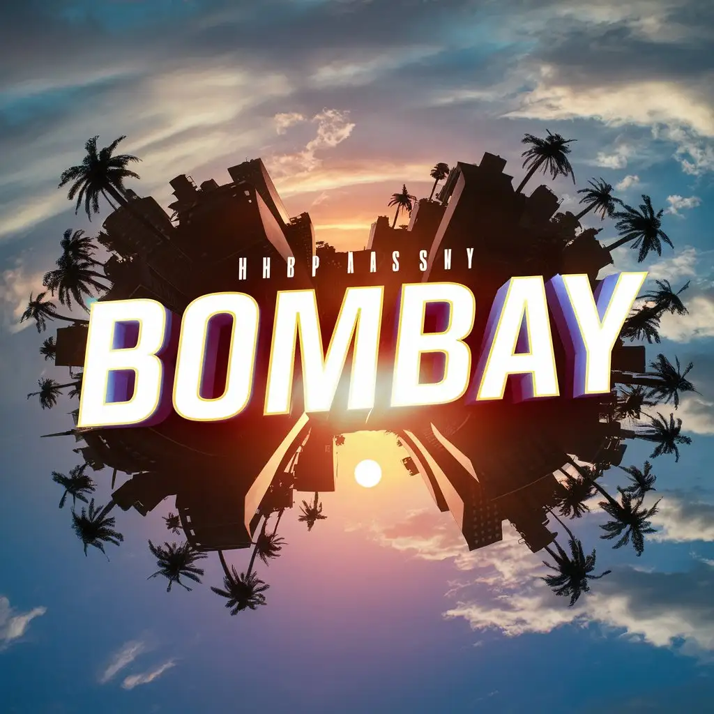 3D HipHop Album Cover BOMBAY with SkyBlue Sunset Vibe