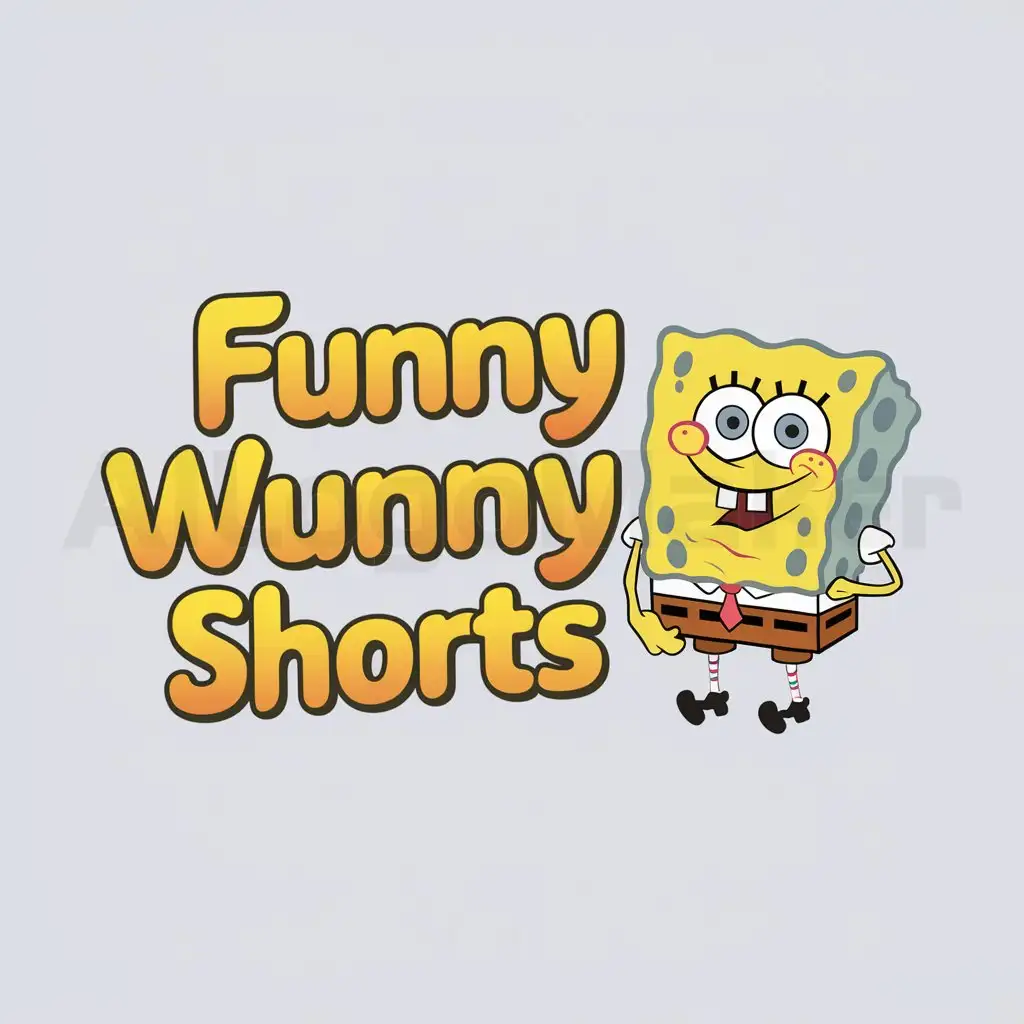 a logo design,with the text "Funny wunny shorts", main symbol:Sponge bob,Moderate,be used in Internet industry,clear background