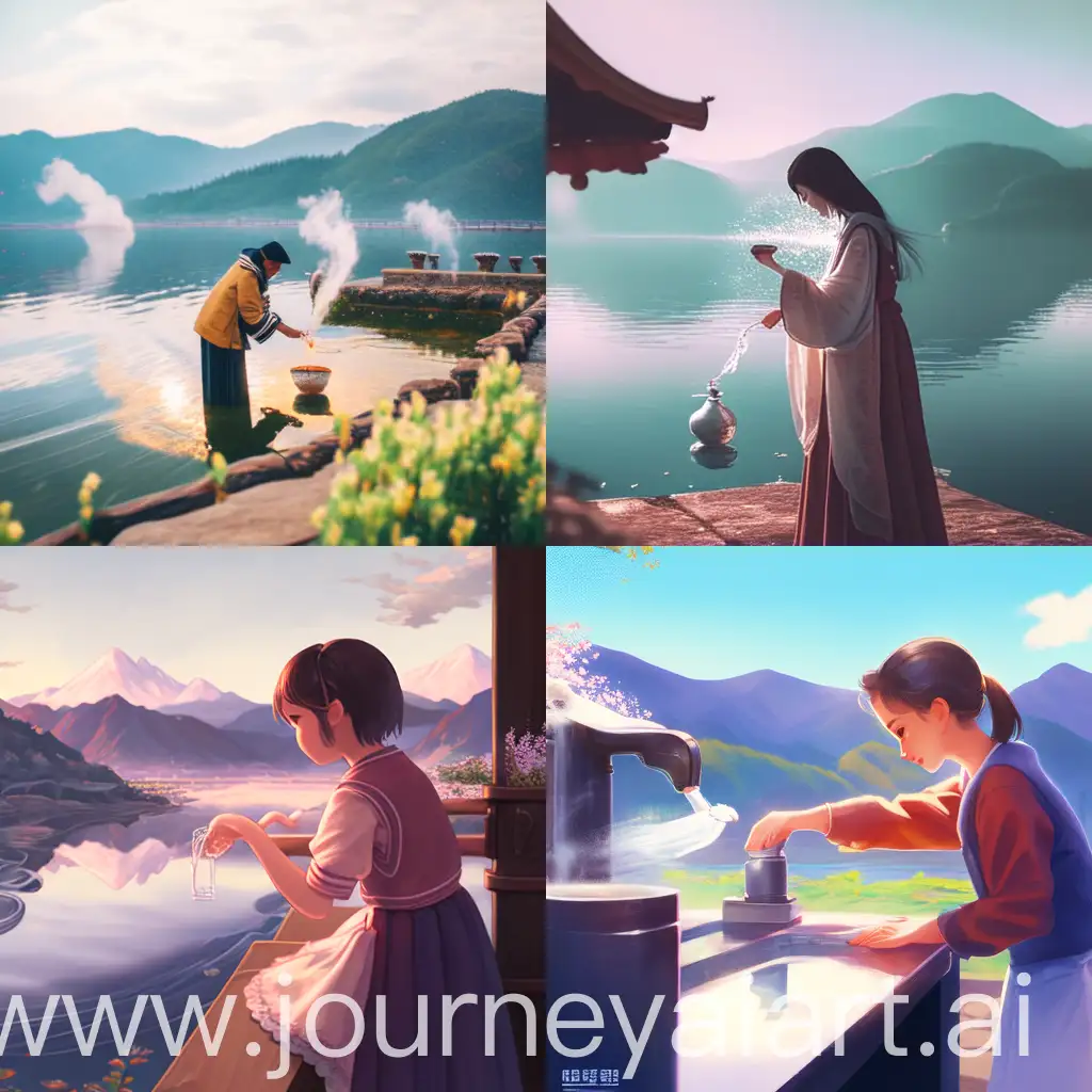 Liu-De-Hua-Washing-Hands-at-Lugu-Lake-Tranquil-Moment-by-the-Lakeside