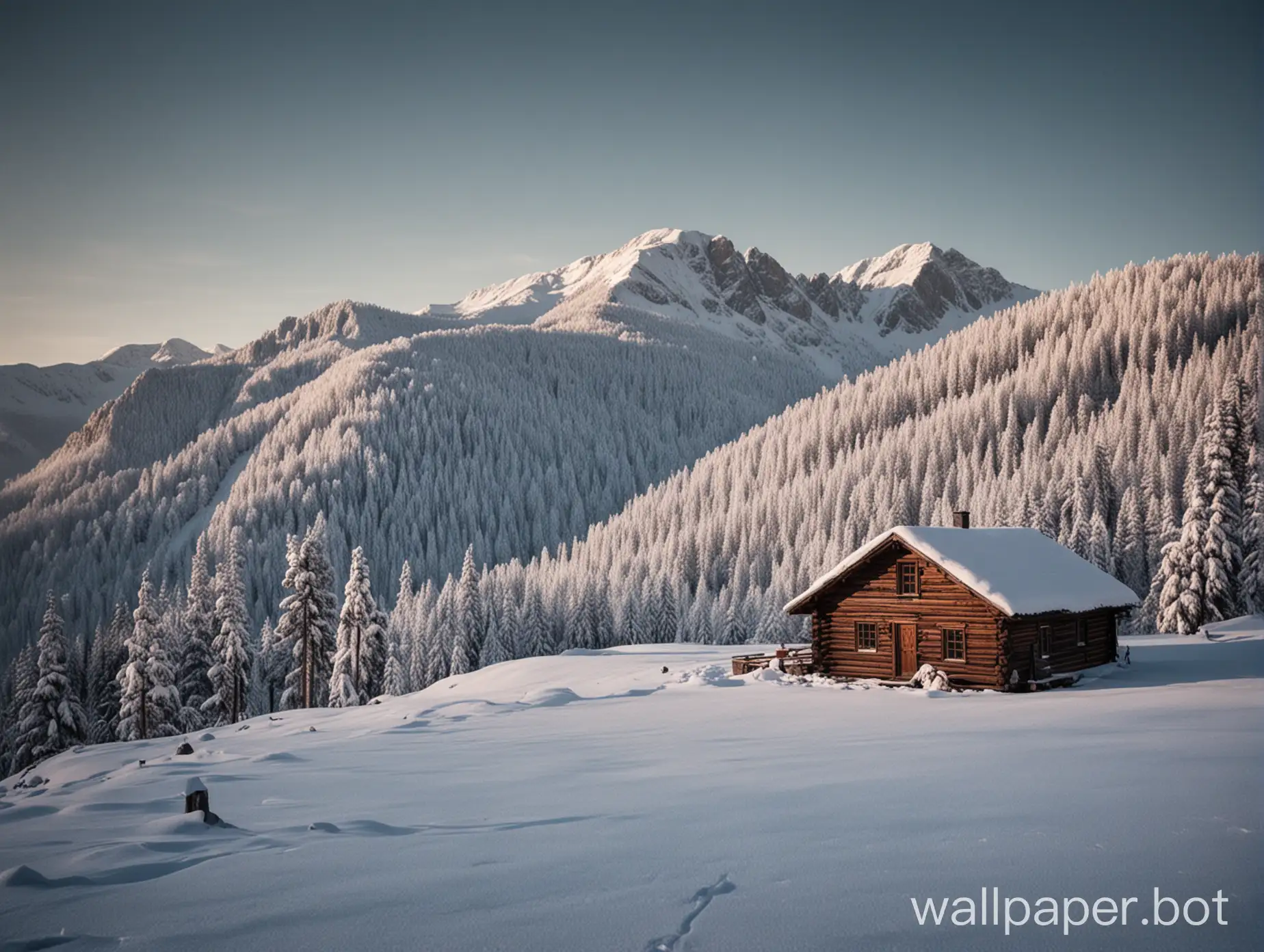 Cabin winter mountain