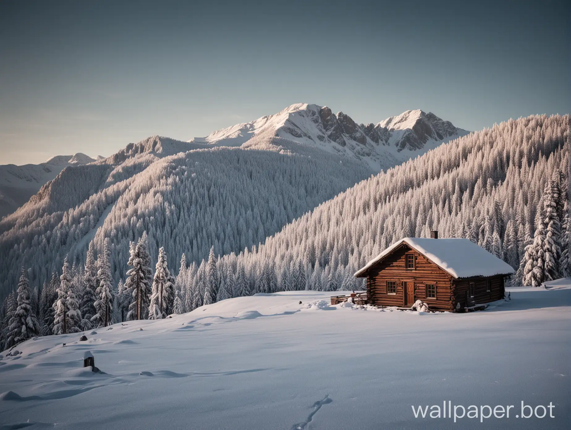 Cabin winter mountain 