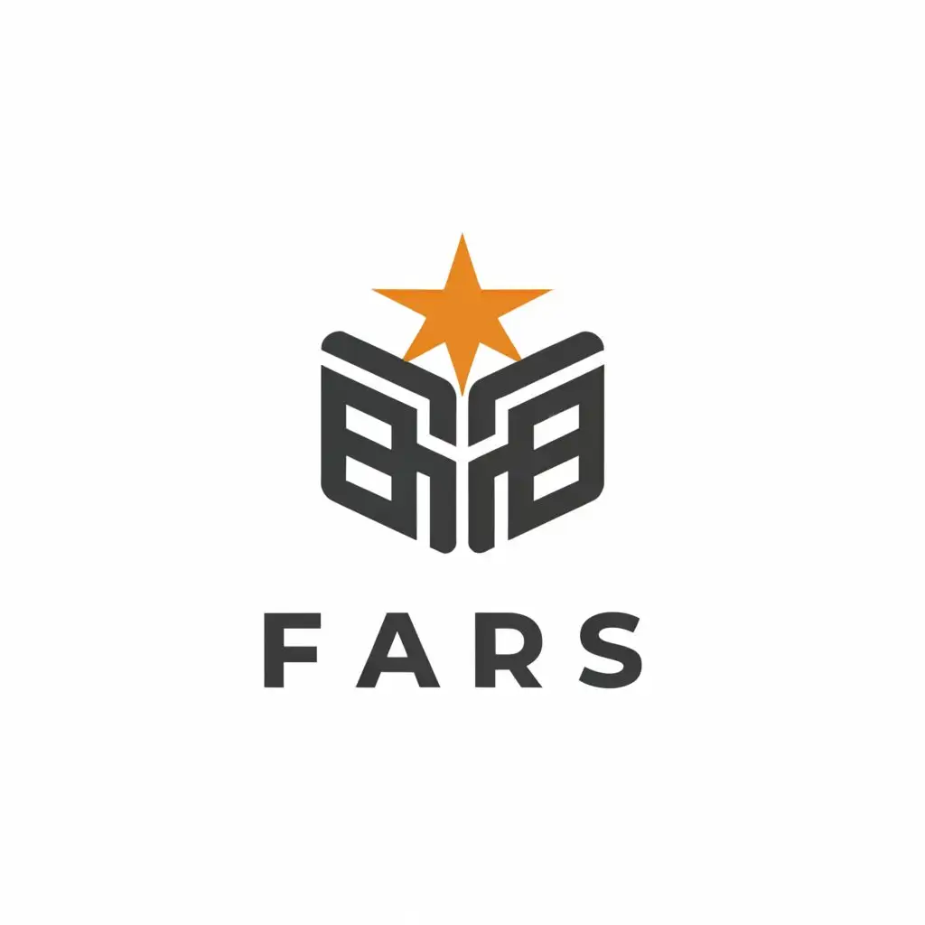 a logo design,with the text "FARS", main symbol:Book and star,Moderate,be used in Education industry,clear background