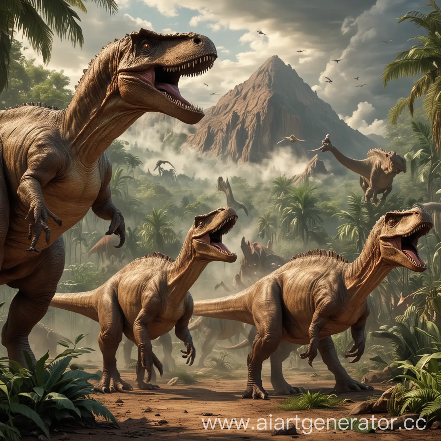 Prehistoric-Dinosaurs-in-Lush-Jungle-Environment