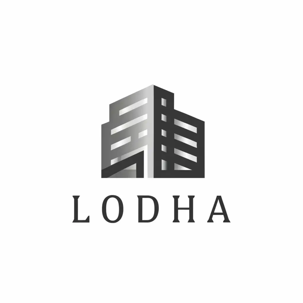 a logo design,with the text "LODHA", main symbol:building,Minimalistic,clear background