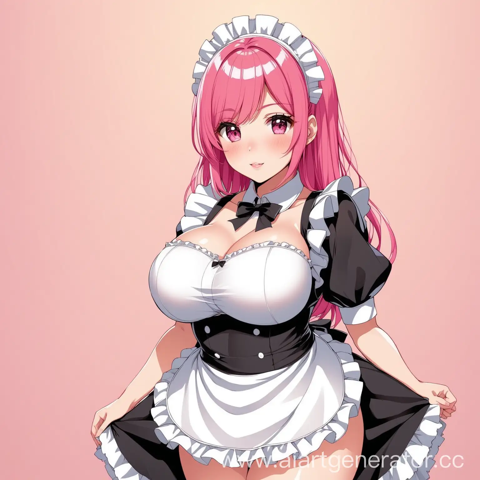 Maid-Costume-PinkHaired-Girl-with-Playful-Features