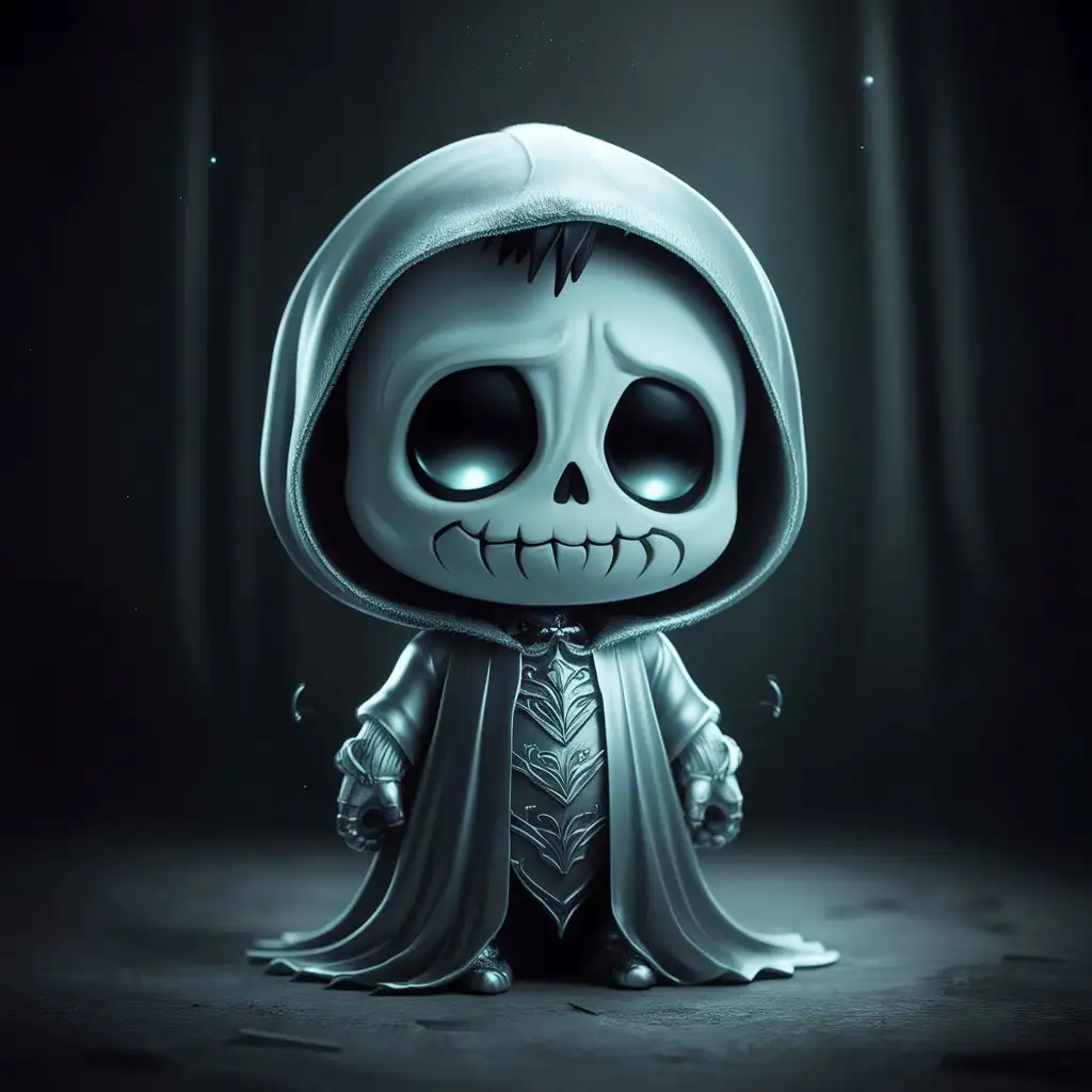 Cute Cartoon Reaper Ghost Avatar in Silver Tones