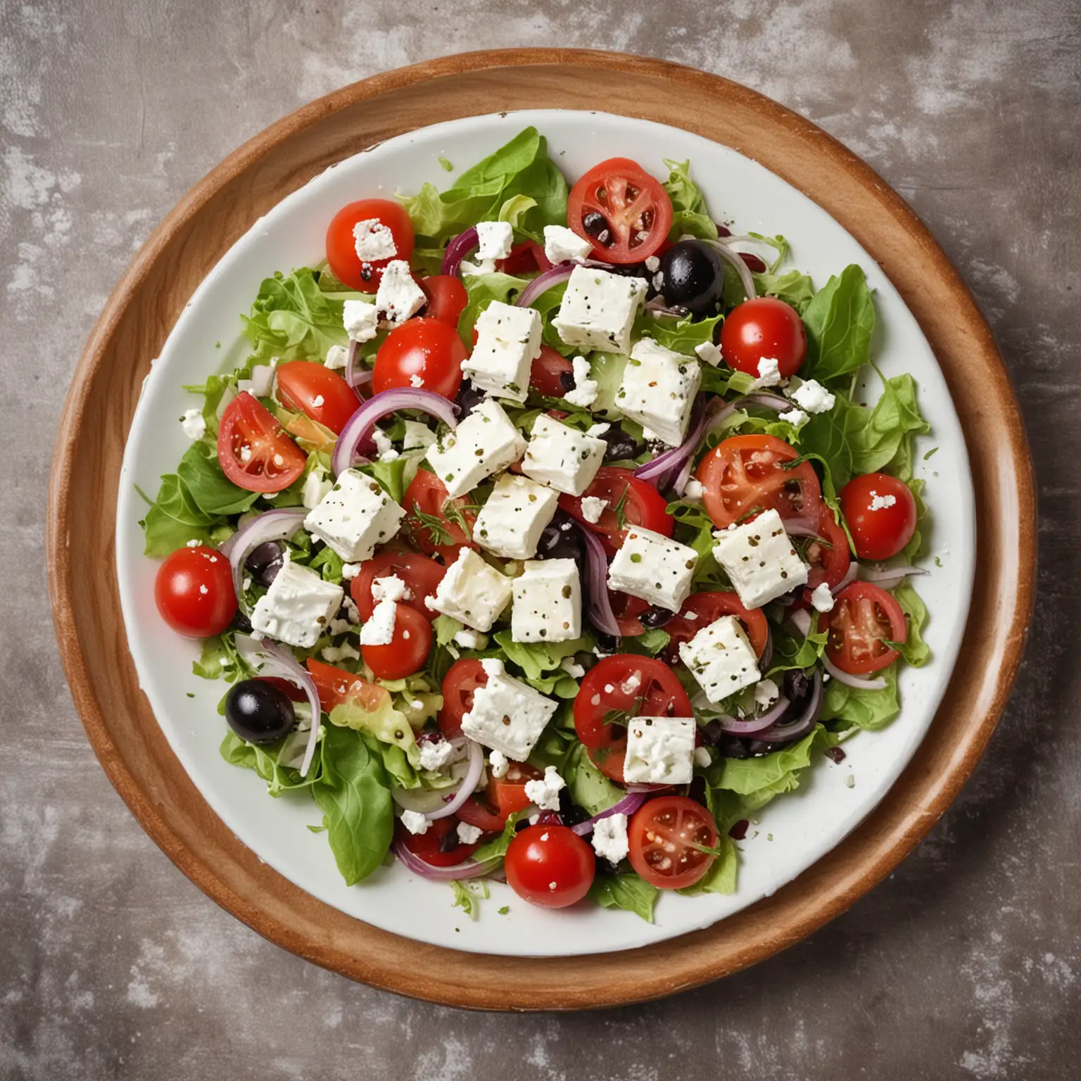 Greek-Salad-with-Feta-Cheese-on-Small-Plate