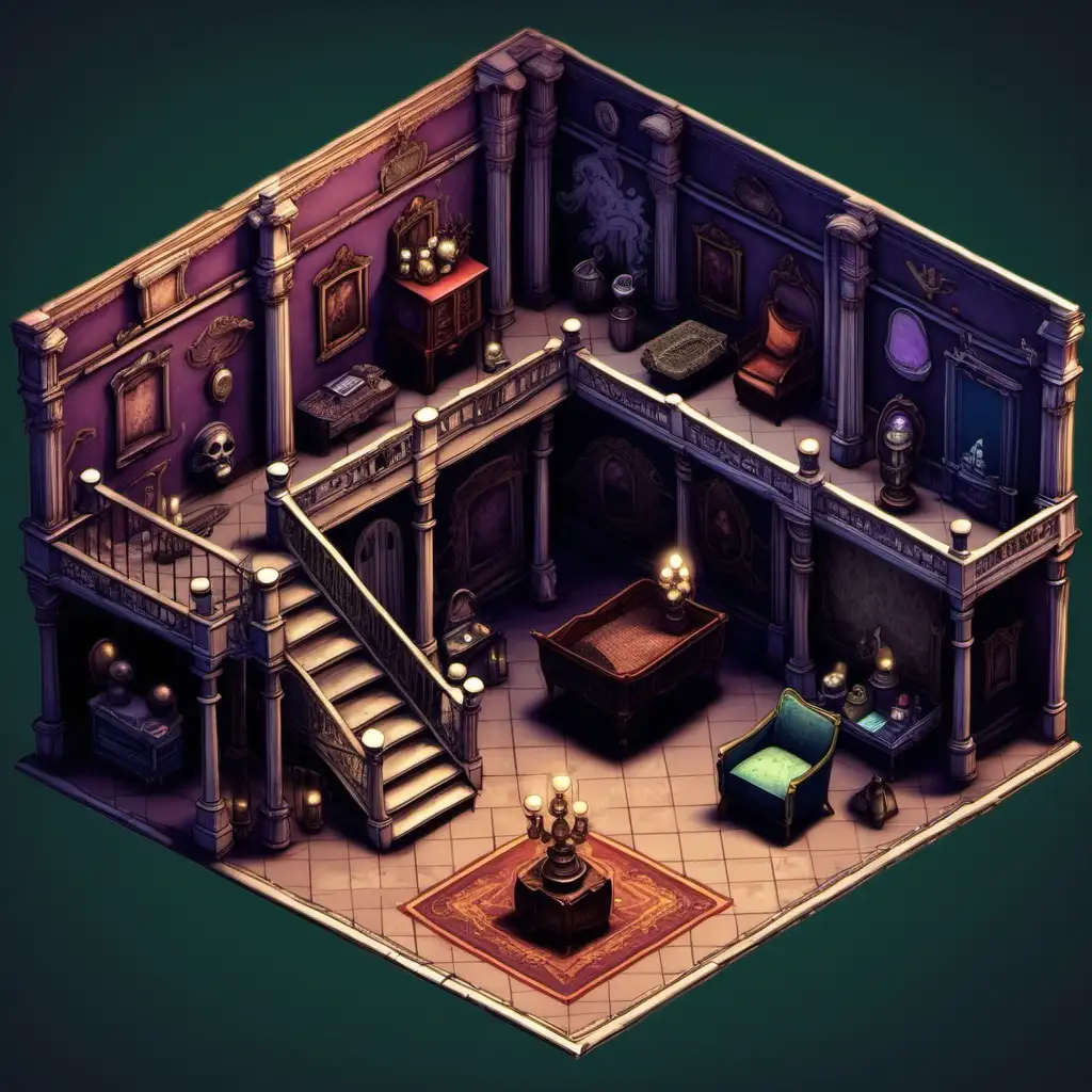 Spooky Haunted Mansion in Top Down Video Game Environment