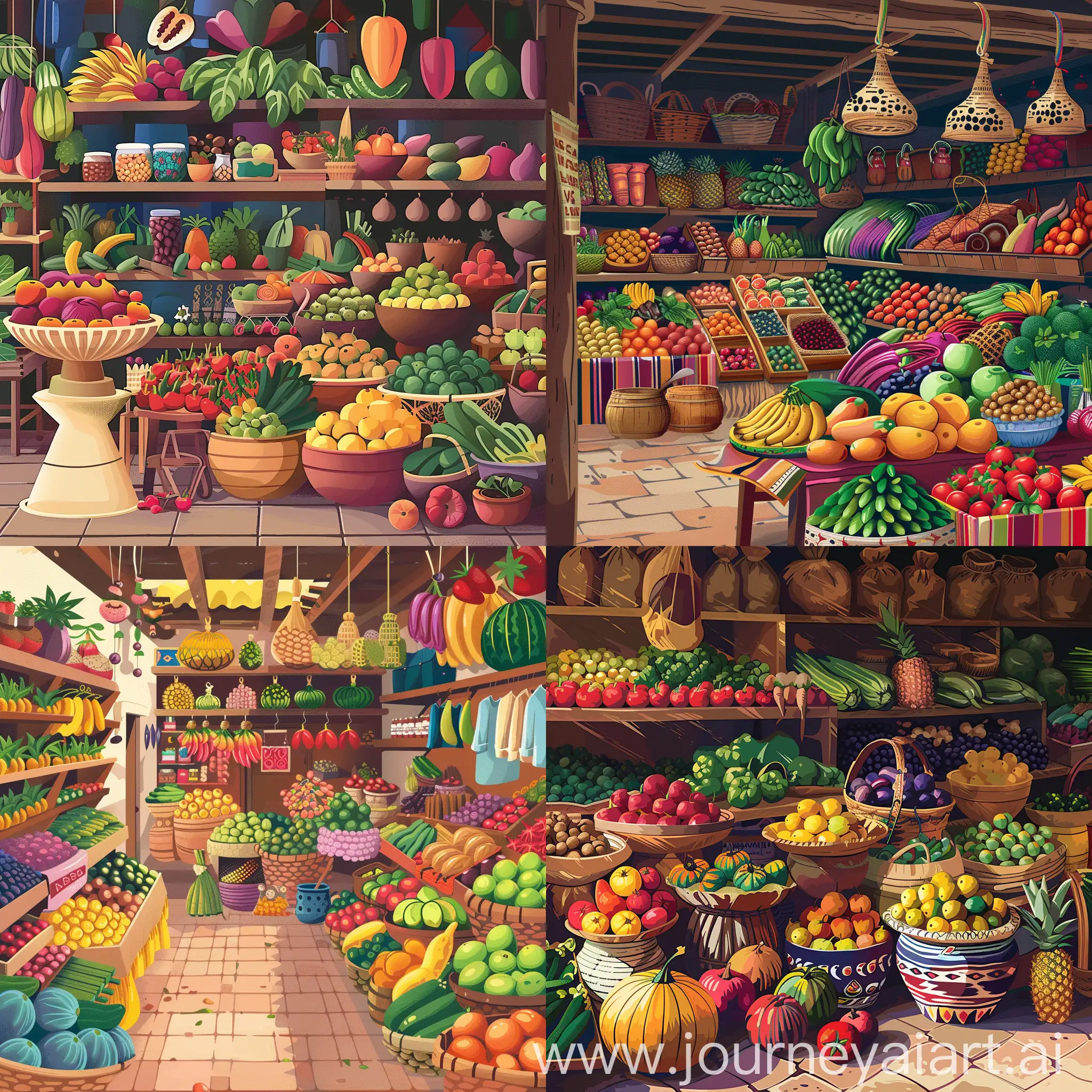 Colorful-Paraguayan-Market-with-Fruits-Vegetables-and-Handicrafts