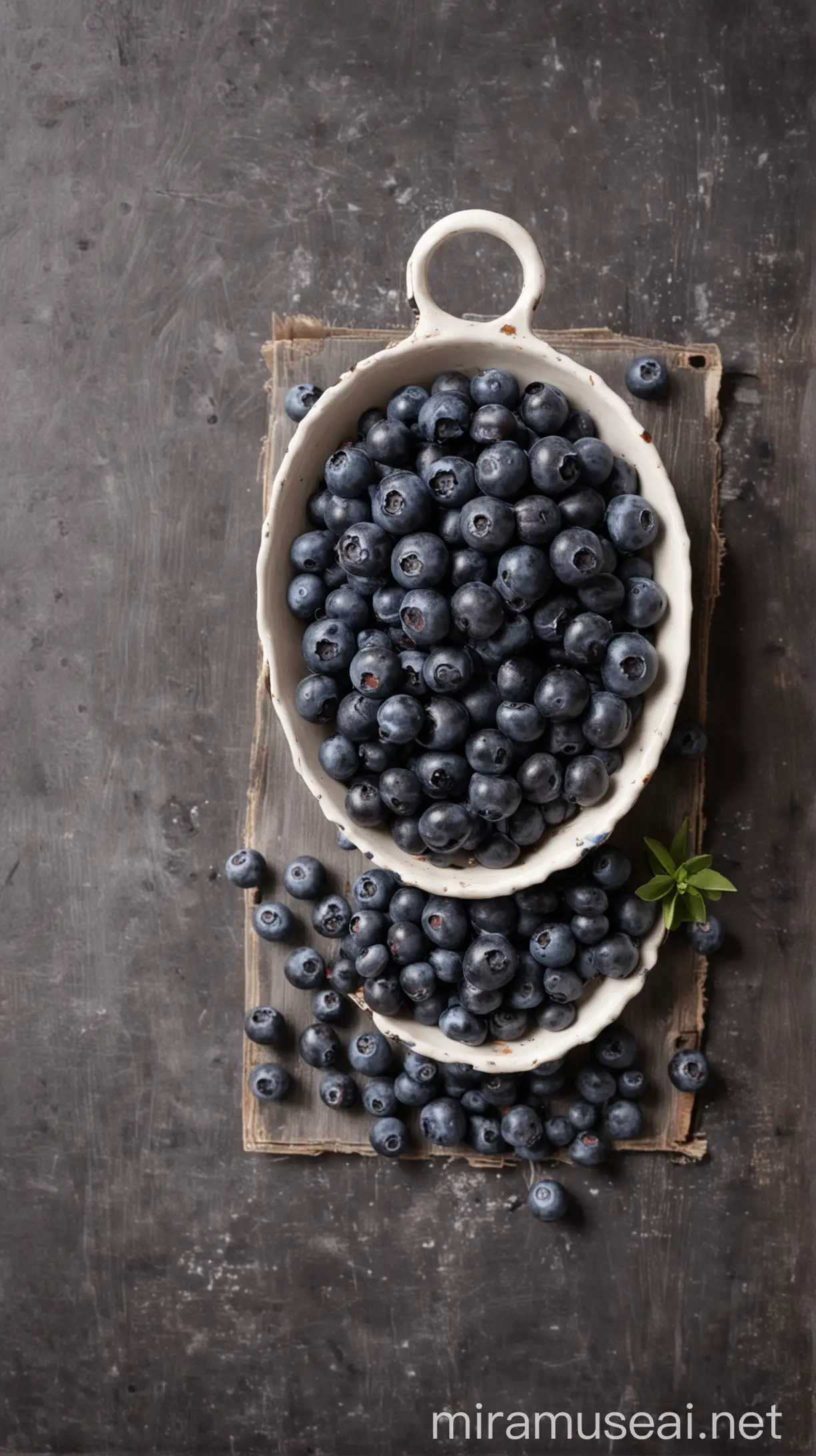 Fresh Blueberries Arranged on Wooden Table