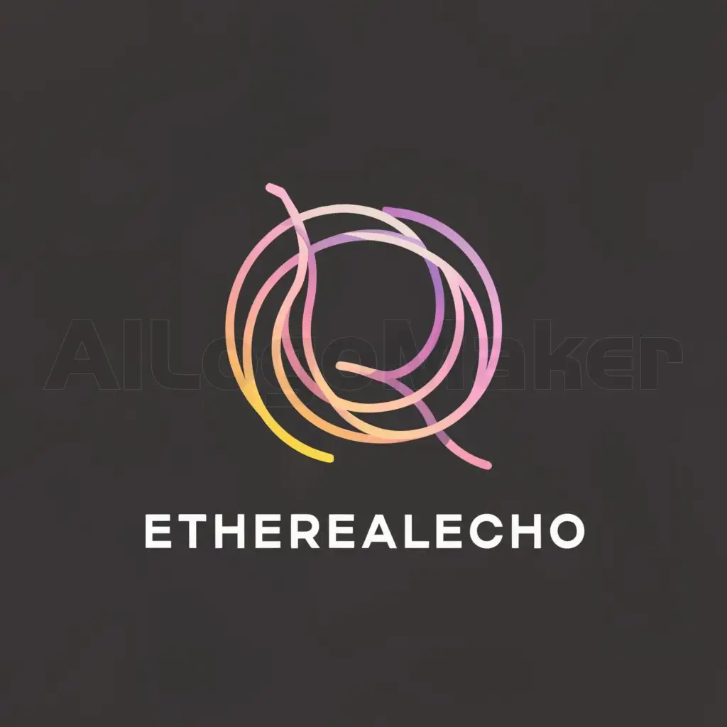 a logo design,with the text "EtherealEcho", main symbol:Imagine a sleek, minimalist design featuring an abstract representation of sound waves forming gentle, ethereal curves. These waves could be depicted in a soft, iridescent color palette to convey a sense of otherworldly beauty. The word "EtherealEcho" could be written in elegant, flowing typography, perhaps with subtle hints of transparency or translucency to further enhance the ethereal theme. Overall, the logo would capture the essence of the name, evoking a sense of enchantment and mystery.,Moderate,be used in Internet industry,clear background