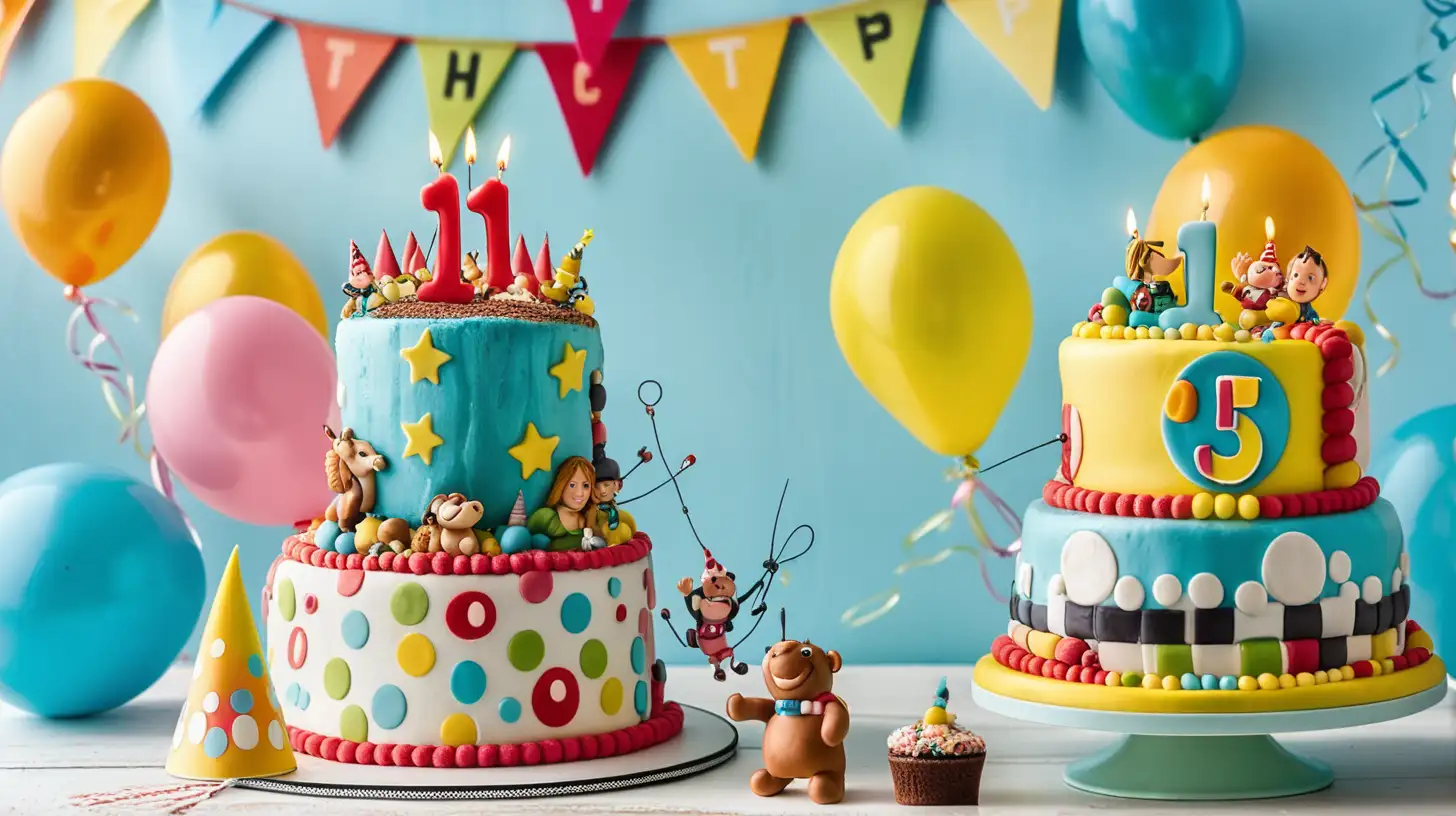 Joyful Kids Celebrating with Colorful Birthday Cake