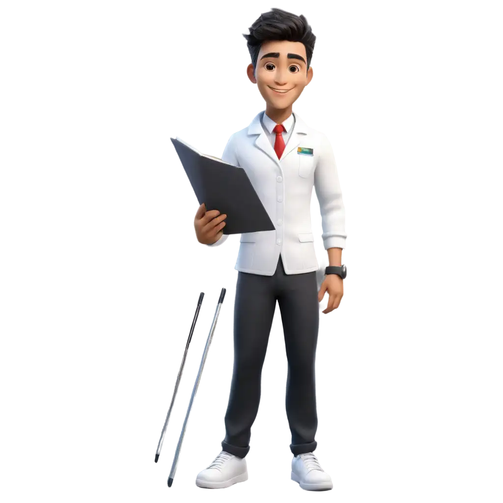 A malay student wearing white uniform, 3d character