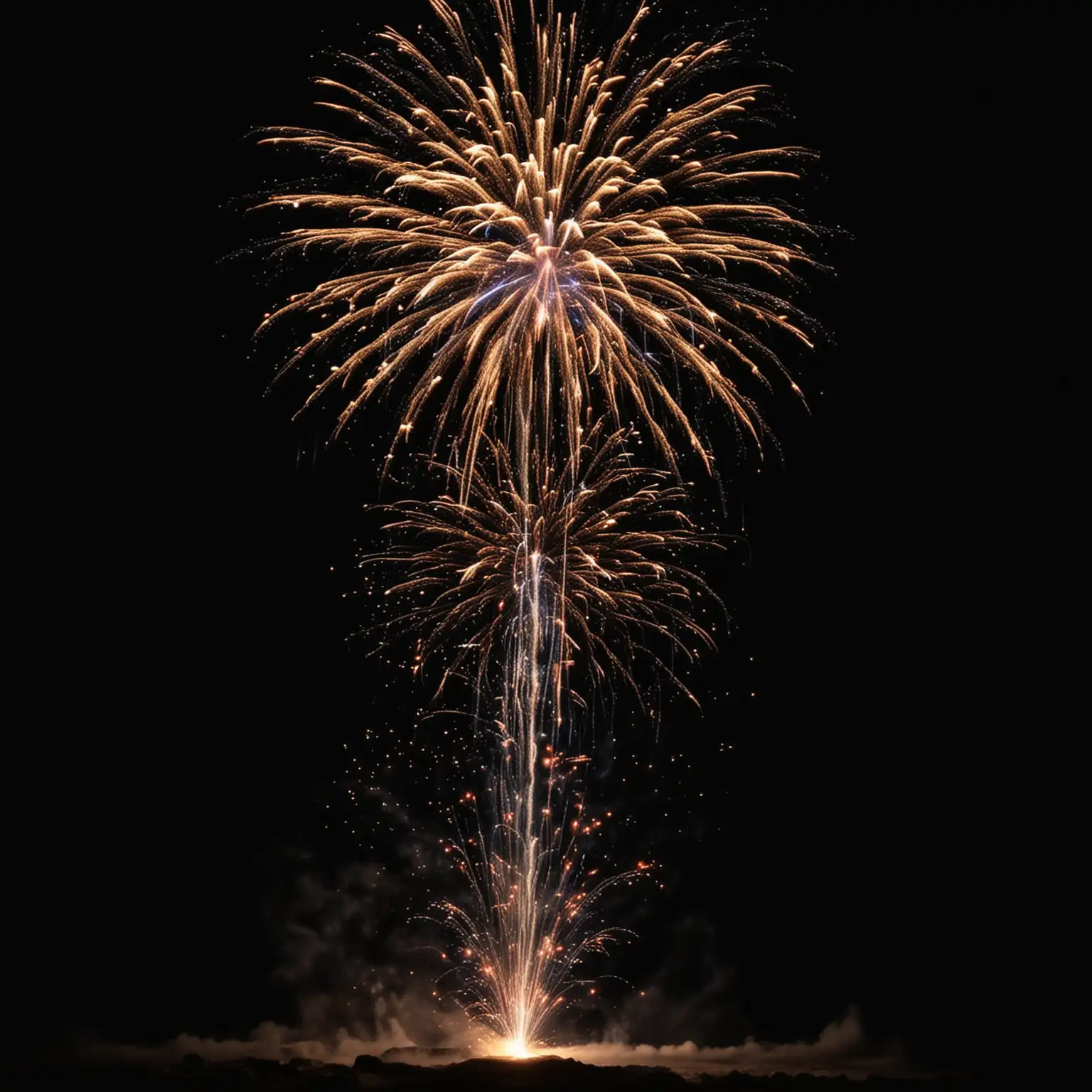 cascading firework falling with pure black background