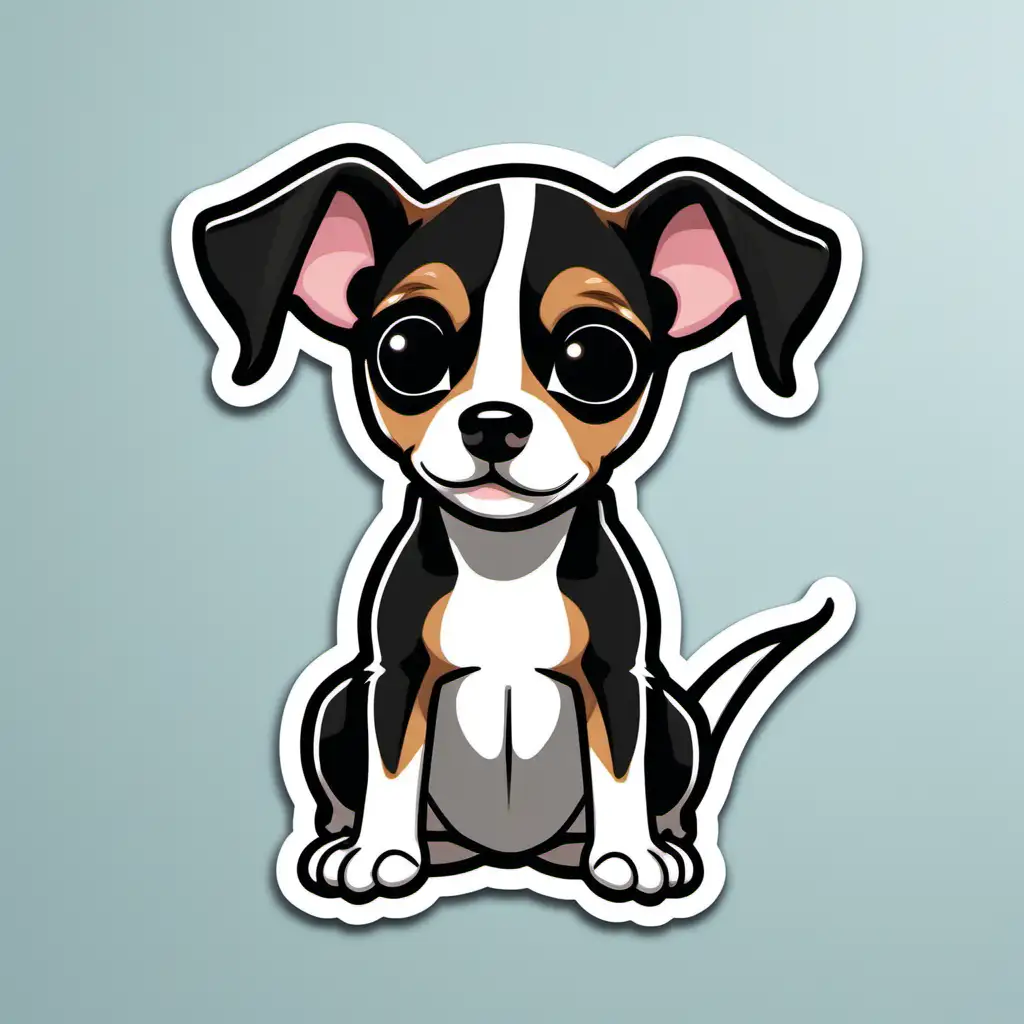 Adorable Dark Rat Terrier Puppy Sticker