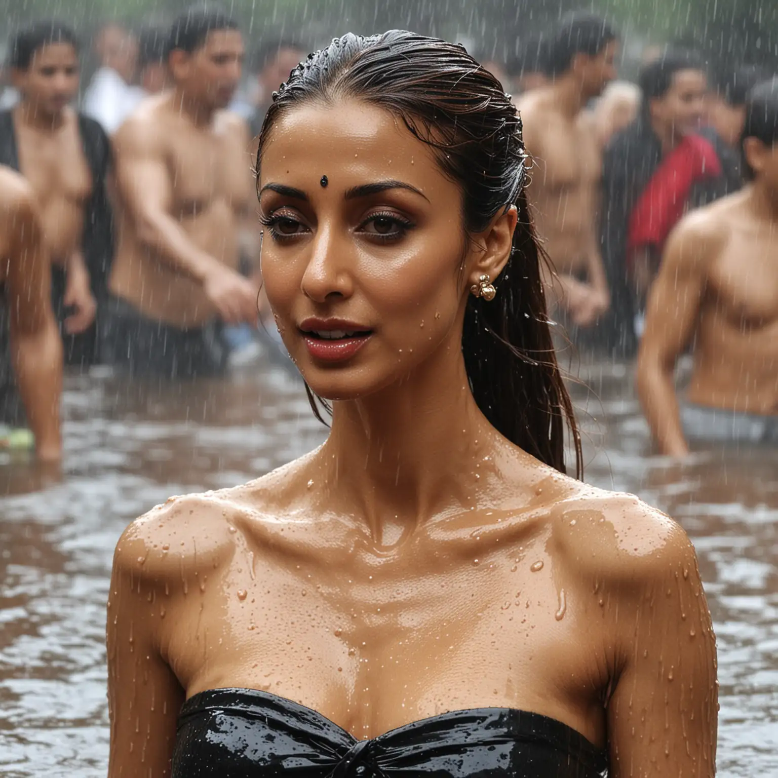 malaika arora wet in a crowd