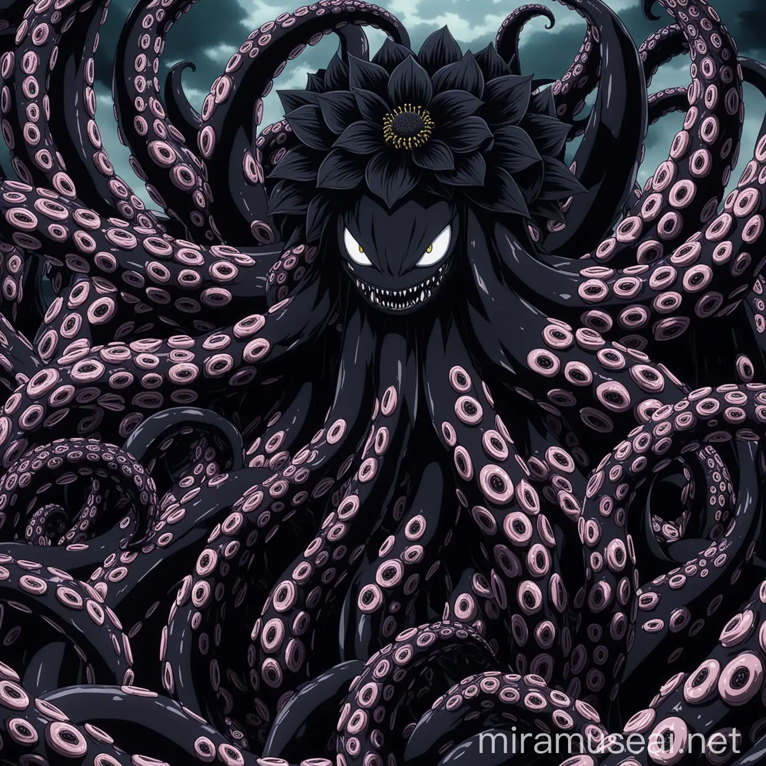 AnimeInspired Black Flower with Tentacles