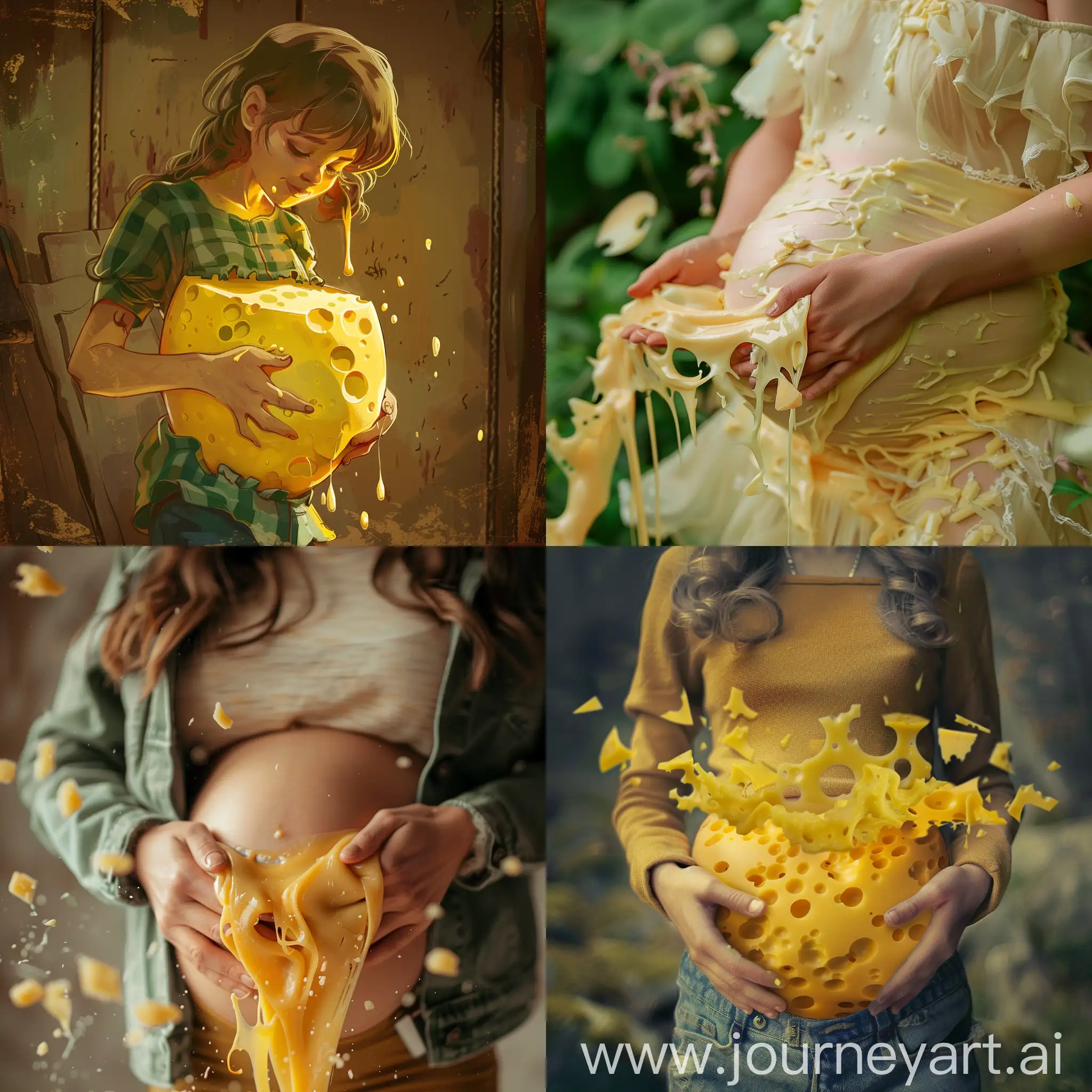 Cheese-Flowing-Belly-Whimsical-Portrait-of-a-Girl-with-Unusual-Appetite