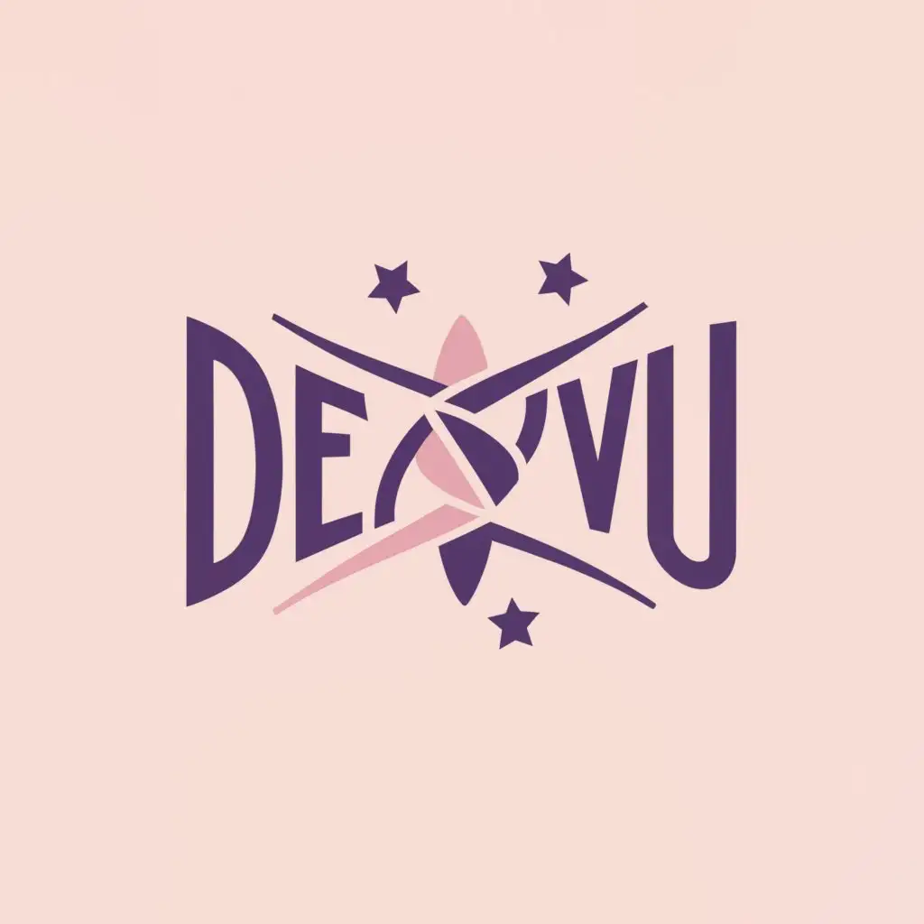 a logo design,with the text "Deja Vu", main symbol:stars, white background, pink, purple,Minimalistic,be used in Others industry,clear background