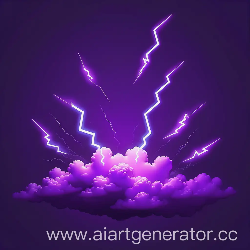 Minimalist-Purple-Background-with-Neon-Lightning-and-Small-Clouds