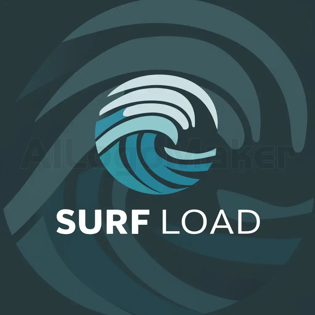 a logo design,with the text "SURF LOAD", main symbol:QUIERO UN SIMBOLO CON UNA OLA EN LA QUE SE REFLEJE LA TRANQUILIDAD DEL SURF,Moderate,clear background