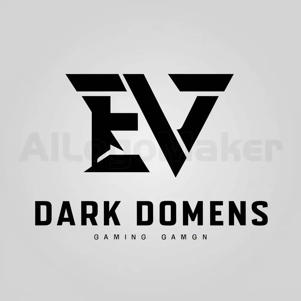 a logo design,with the text "DARK DOMENS", main symbol:EV is combined and it should give cool and stander also gamer vibes,complex,clear background