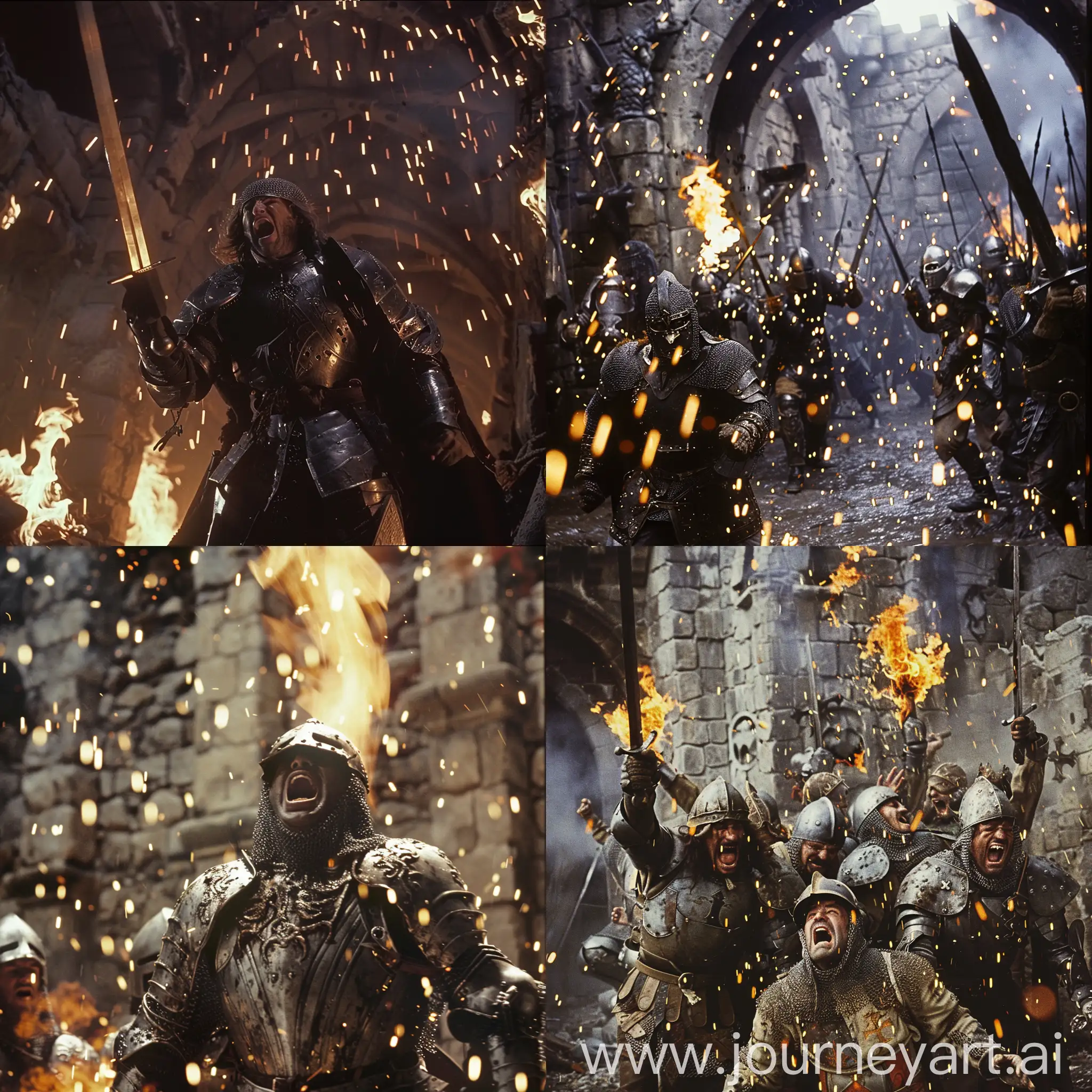Medieval-Knights-in-Agonizing-Scream-Amidst-Fiery-Dungeons-1980-Dark-Fantasy-Art