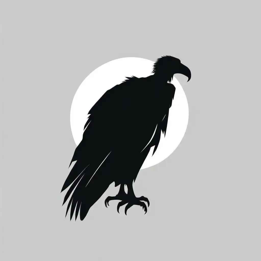 Minimalist Vulture Stencil Art Simplistic Vector Silhouette in Black and White