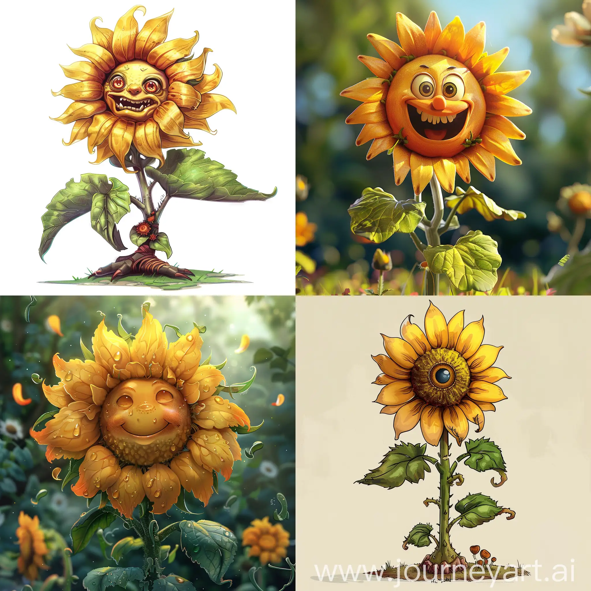 Vibrant-Sunflower-Character-in-a-Serene-Setting