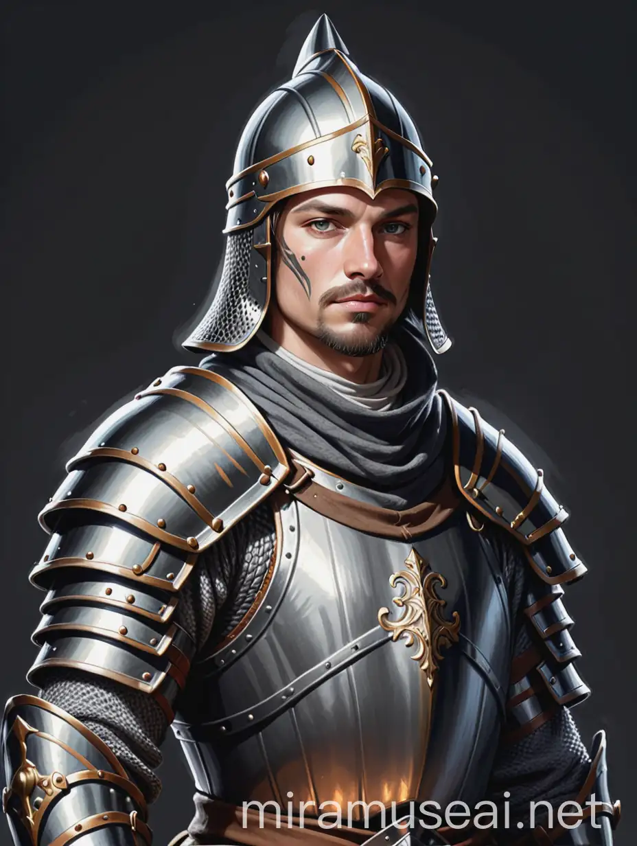 Medieval Guard in Armor Fantasy Half Body Drawing