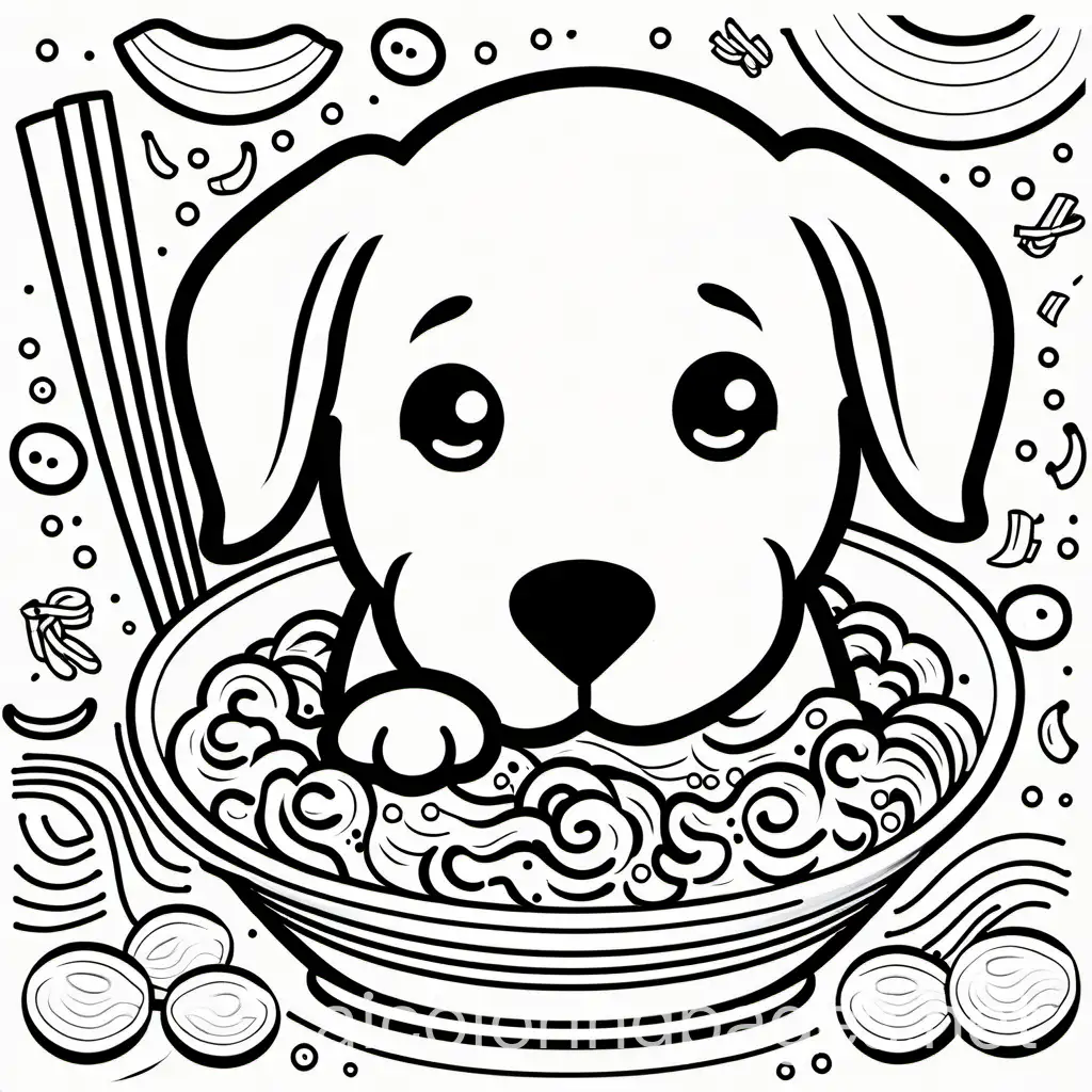 Dog-Eating-Ramen-Coloring-Page-Simple-Line-Art-for-Kids