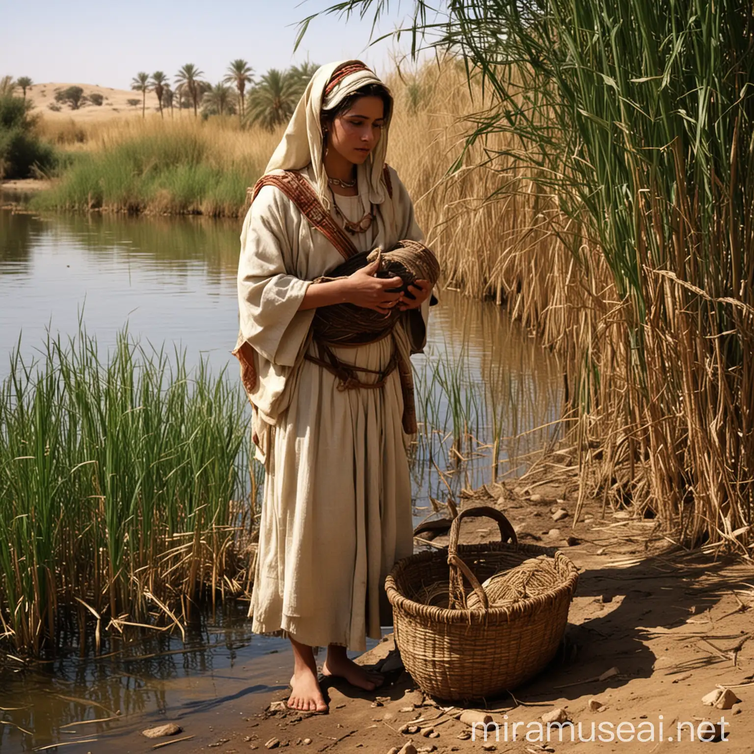 Mothers Courage Hiding Her Son in the Nile Reeds