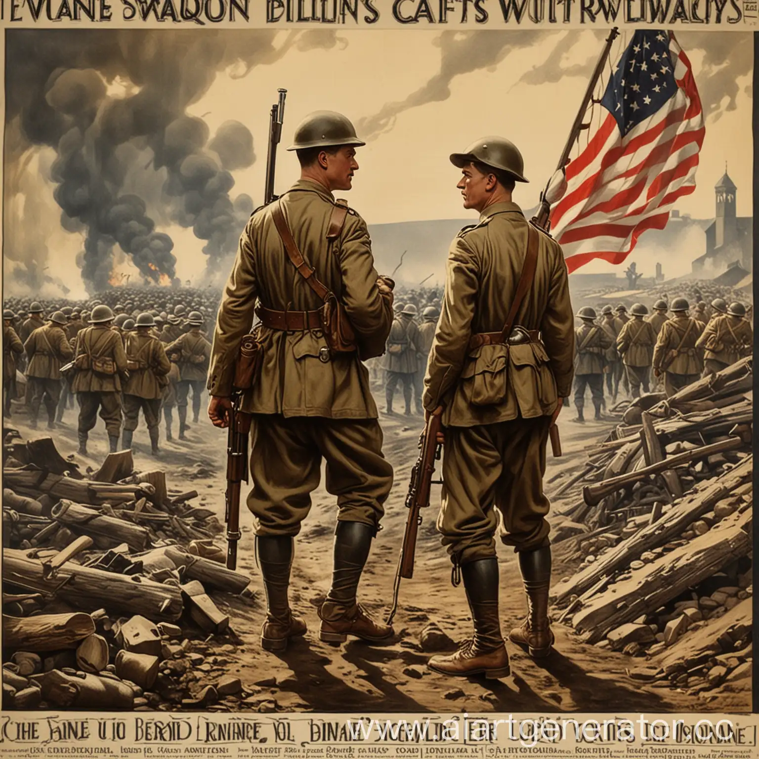 World-War-1-Poster-with-Patriotic-Soldiers-and-American-Flag