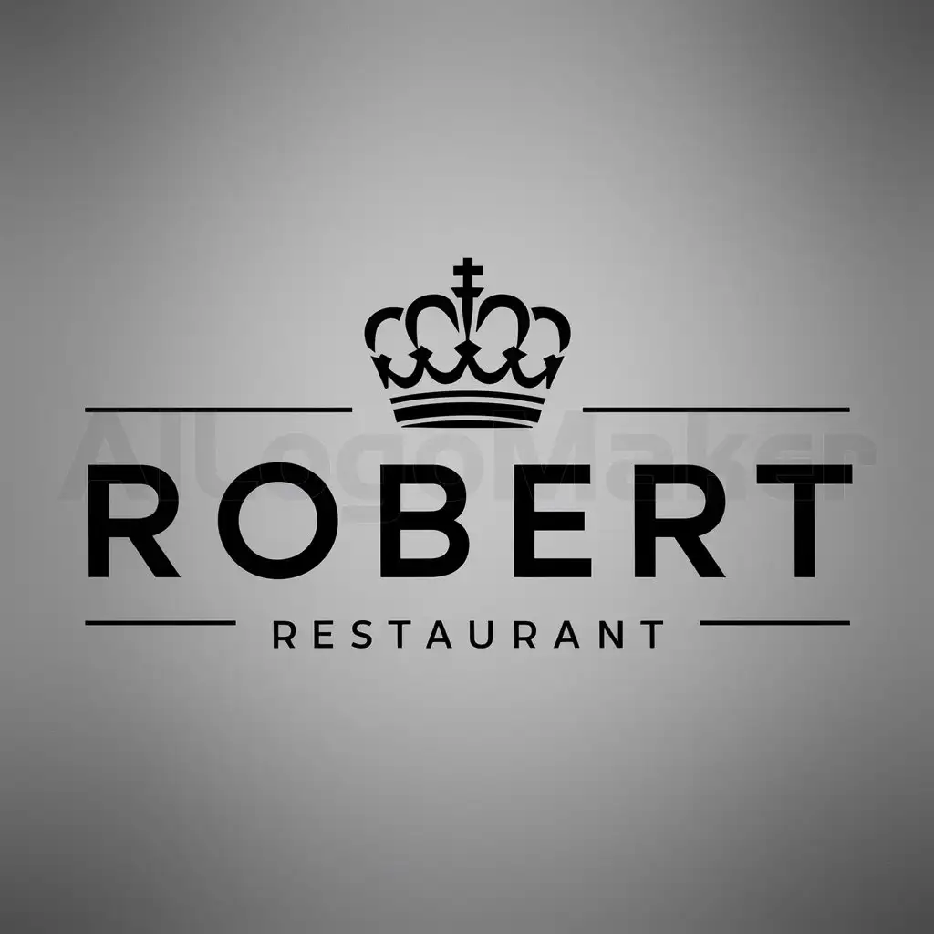 LOGO-Design-For-Robert-Majestic-Crown-Emblem-for-a-Refined-Restaurant-Brand