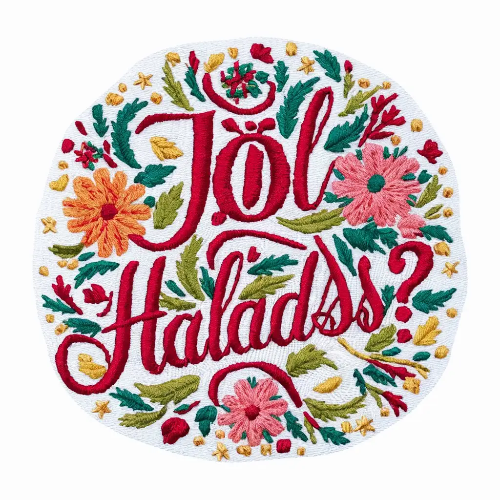 Vibrant Floral Embroidery with Hungarian Phrase JL HALADSZ