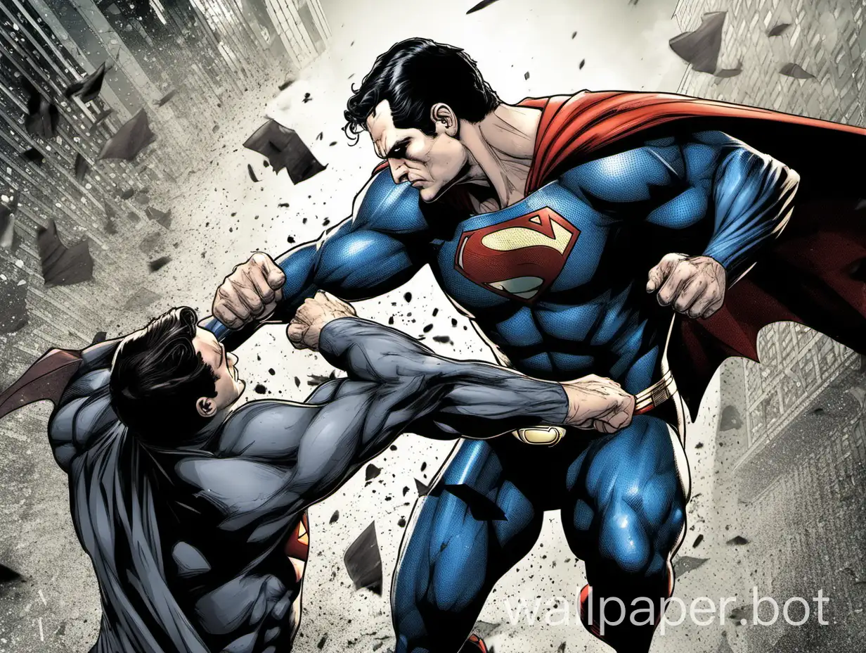 henry cavill's superman punching ben afflik's batman brutally