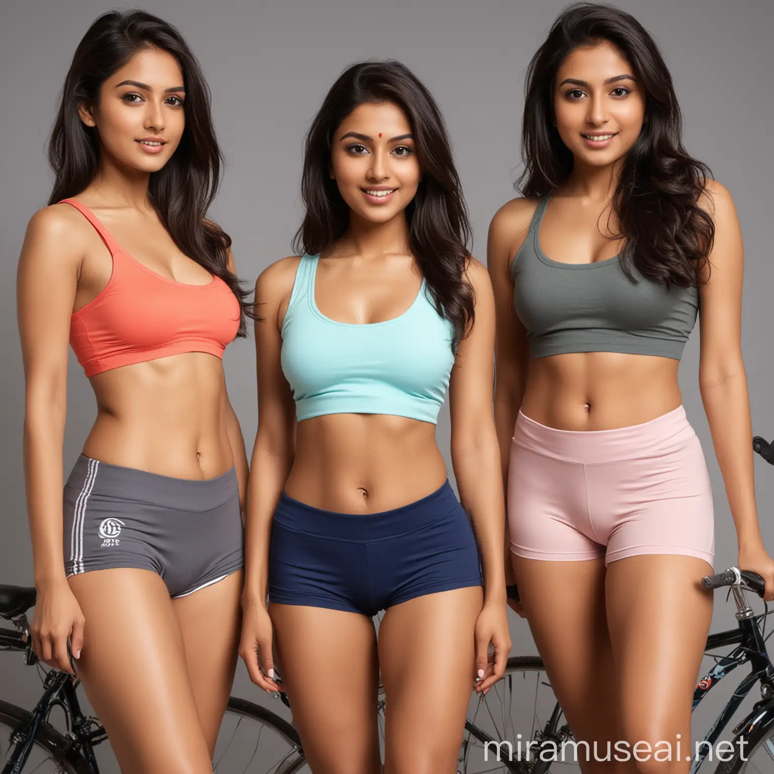 group of sexy indian girls wearing cotton cycling shorts